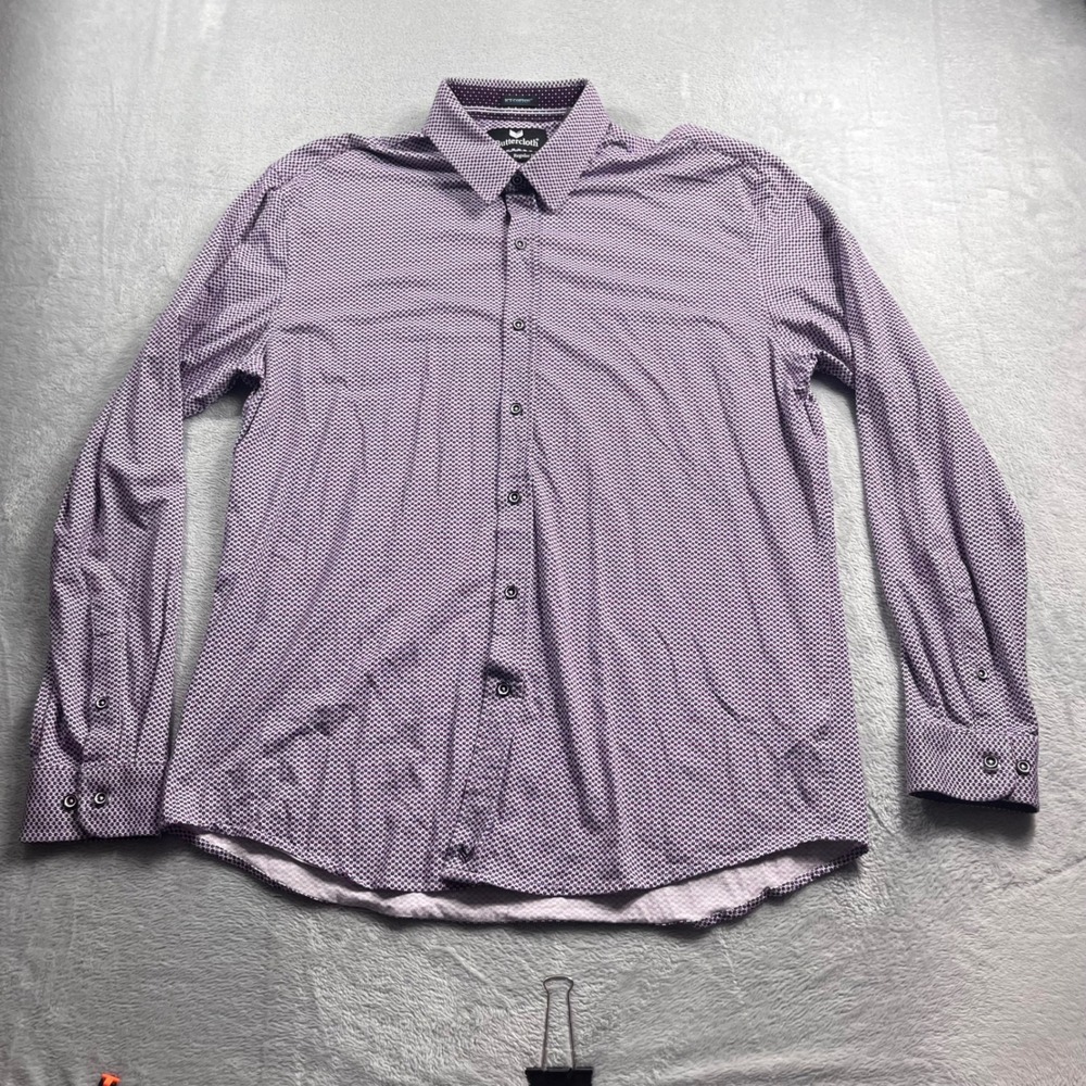 Buttercloth Icy Cotton Mens XL Regular Fit Long Sleeve Button Down Shirt Purple - Picture 3 of 7